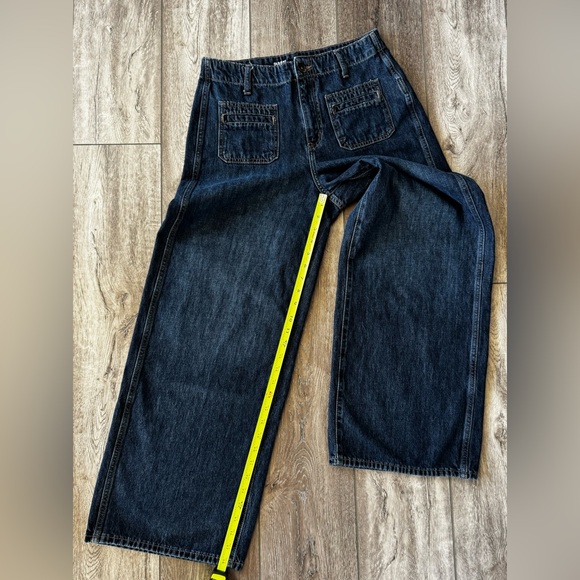 Old Navy Women’s Size 6 High-Rise Baggy Wide Leg Jeans Dark Wash Drapey Denim - Picture 4 of 14